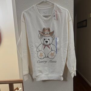 Zoe + Liv Cream Country Music Bear Sweatshirt